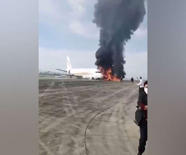 Tibet Airlines plane skids off runway in China, 40 injured in fire